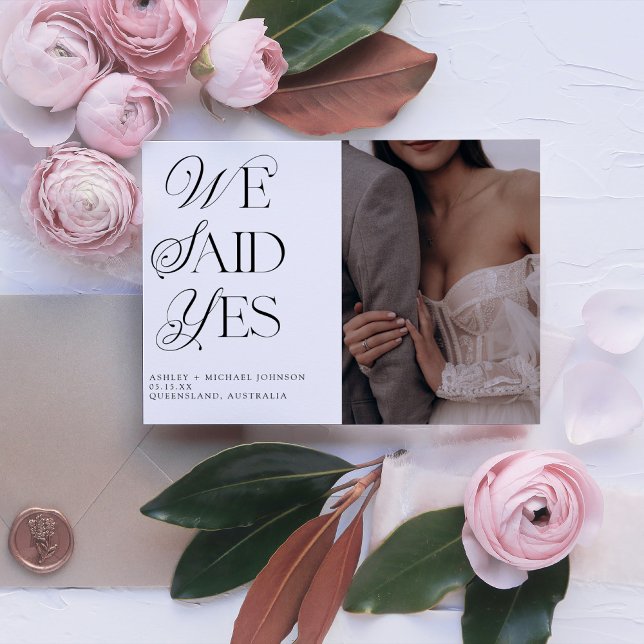 Invitation Nous Avons Dit Oui Photo Mariage Réception QR Code (We Said Yes in Secret, Now It's Time to Celebrate! Join Us for Our Reception Bash. 🎉❤️)