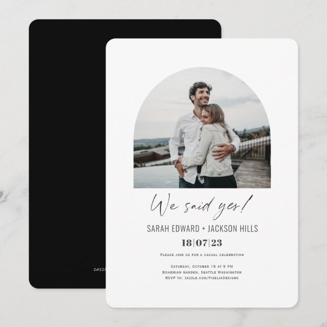 Invitation Nous avons dit oui simple mariage moderne photo év (Devant / Derrière)