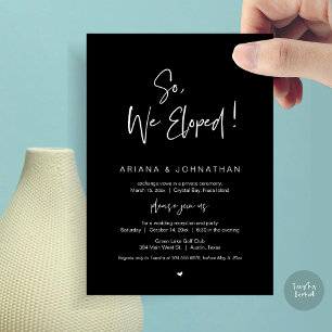 Invitation Nous avons donc Elopé, Elopement Mariage, en Taupe