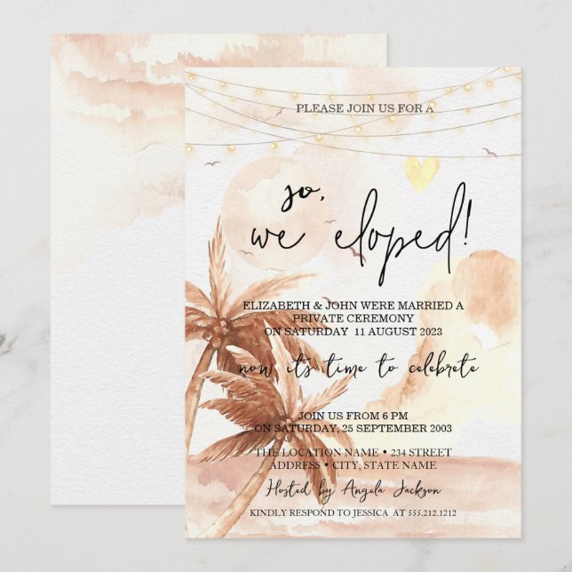 Invitation Nous Avons Donc Été, Mariage De Palmiers Rustiques (Devant / Derrière)