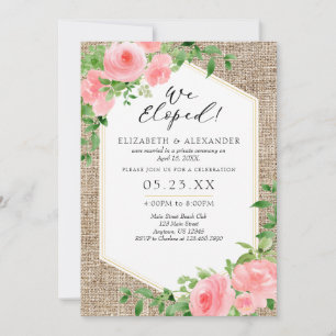 Invitation Nous Avons Échappé Burlap Rose Floral Mariage Elop