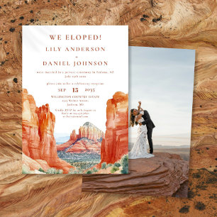 Invitation Nous avons Elopé Aquarelle Desert Rock Elopement P