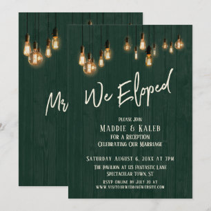 Invitation Nous Avons Elopé Des Puces En Bois Rustique Vert f