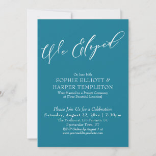Invitation Nous Avons Elopé, Élégant Simple Mosaic Blue Celeb
