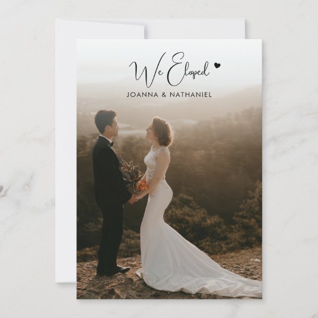 Invitation Nous Avons Elopé Réception Seulement Mariage Photo (Devant)