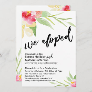Invitation Nous avons Elopé Script Décontracté avec Fleurs Aq