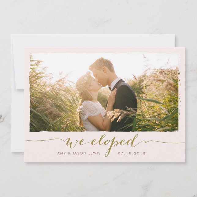 Invitation Nous Avons Été | mariage photo faire-part, faux or (Devant)