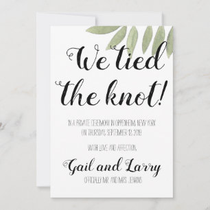 Invitation Nous avons fait le nœud Annonce de fuite amoureuse