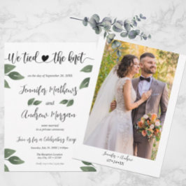 Invitation Nous avons lié le noeud | Réception de mariage pho
