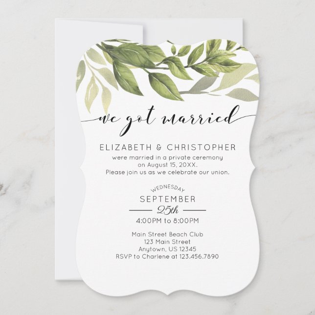 Invitation Nous Avons Marié Mariage De La Verdure (Devant)