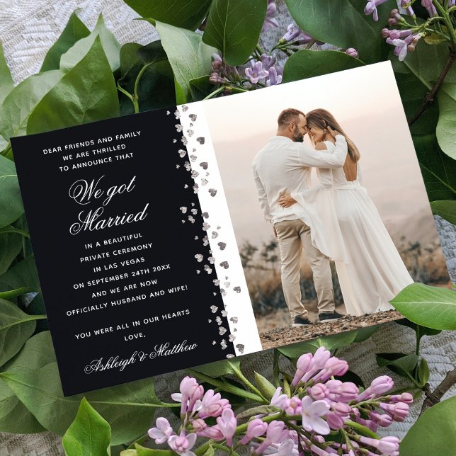 Invitation Nous Avons Marié Parties scintillant Coeur Photo N (Créateur téléchargé)