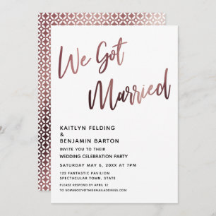 Invitation Nous Avons Marié Rose Gold Mariage Réception