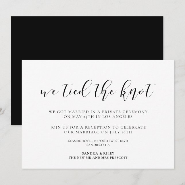 Invitation Nous avons noué le nœud Annonce de design élégant (Devant / Derrière)