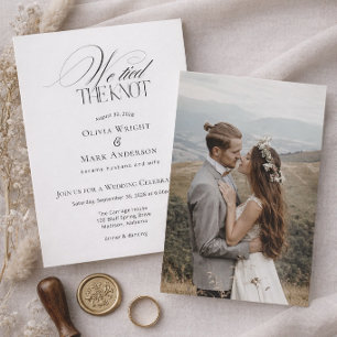 Invitation Nous avons noué le nœud avec Réception de mariage 