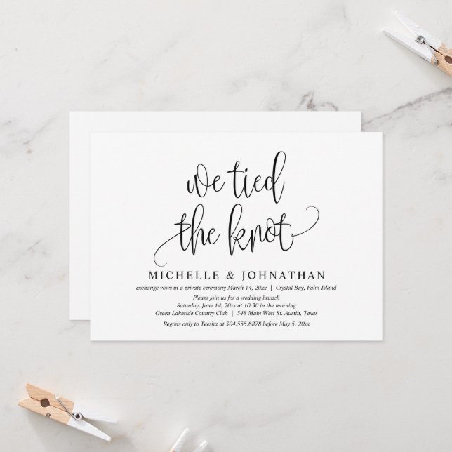 Invitation Nous avons noué le nœud, Célébration de mariage in (Devant/Arrière en situation)