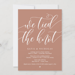 Invitation Nous avons noué le noeud, Mariage Elopement Party