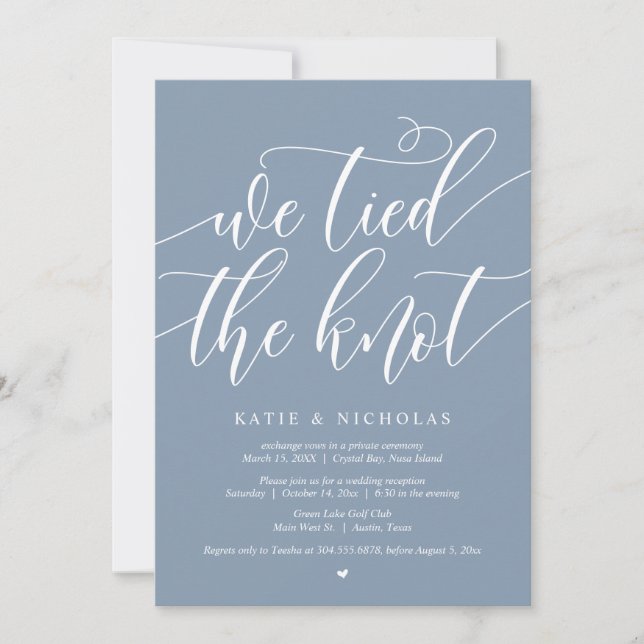 Invitation Nous avons noué le noeud, Mariage Elopement Party (Devant)