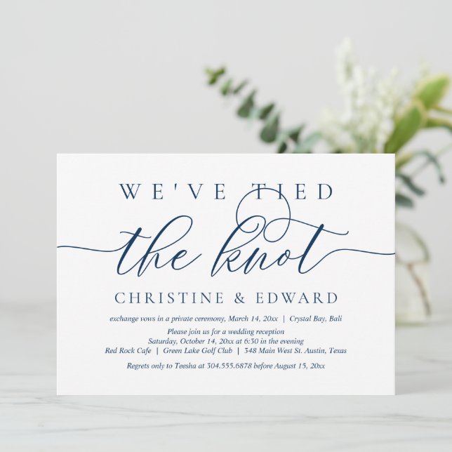 Invitation Nous avons noué le nœud, Mariage en fuite, Bleu ma (Debout devant)