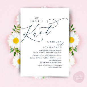 Invitation Nous avons noué, Mariage Elopement Dinner Party