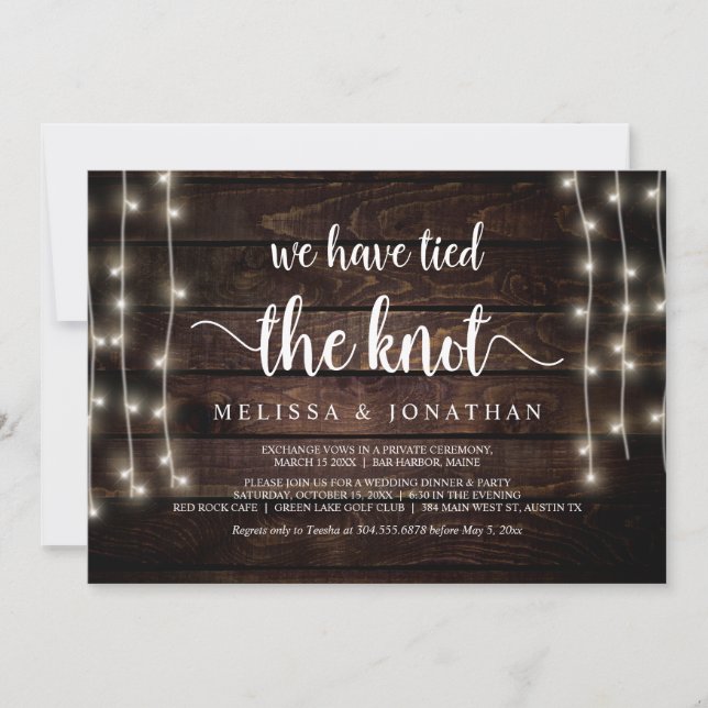 Invitation Nous avons uni nos vies, Mariage Intime Rustique (Devant)