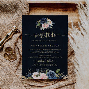 Invitation Nous Continuons À Faire Marine Blush Floral Gold V