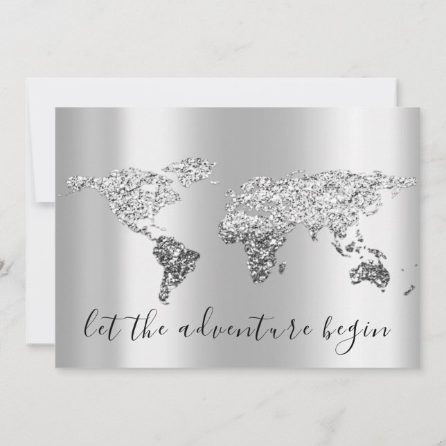 Invitation Nous Déplaçons Mariage Destination Map Gray Globe (Dos)