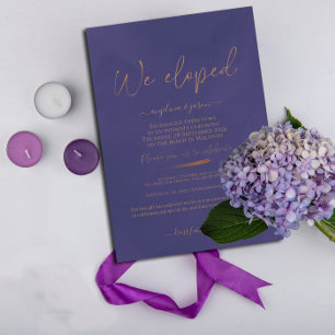 Invitation Nous Eloped Gold et Purple Mariage élégant
