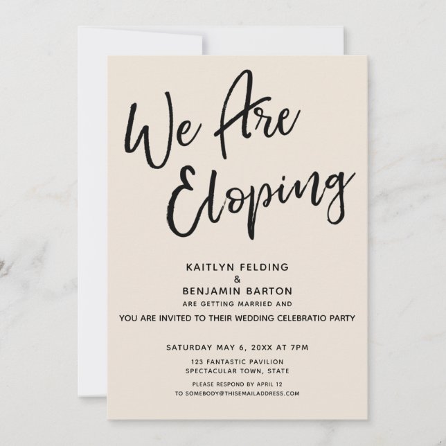 Invitation Nous Eloping Cream Décontracté Post Wedding Party (Devant)