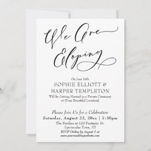 Invitation Nous Elopons, Simple Black & White Celebration