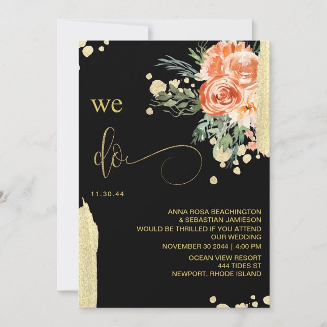 Invitation *~* NOUS FAISONS AR15 - Rose Rose Floral RSVP QR M (Devant)
