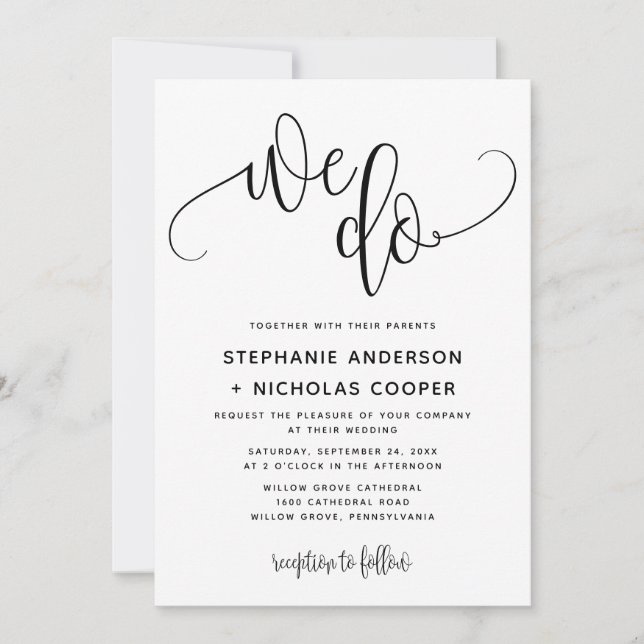 Invitation Nous faisons Black Lovely Script Typographie Maria (Devant)