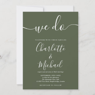 Invitation Nous faisons du vert olive Signature Script Mariag