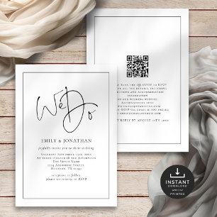 Invitation Nous faisons Elegant Script Line Bordure QR Code M