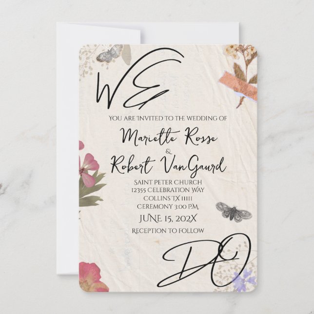 Invitation NOUS FAISONS Fleurs Pressées Shabby Garden Chic Ma (Devant)