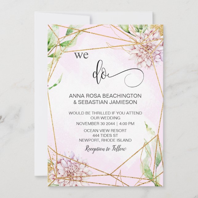 Invitation *~* NOUS FAISONS Floral AR15 Géométrique QR RSVP M (Devant)