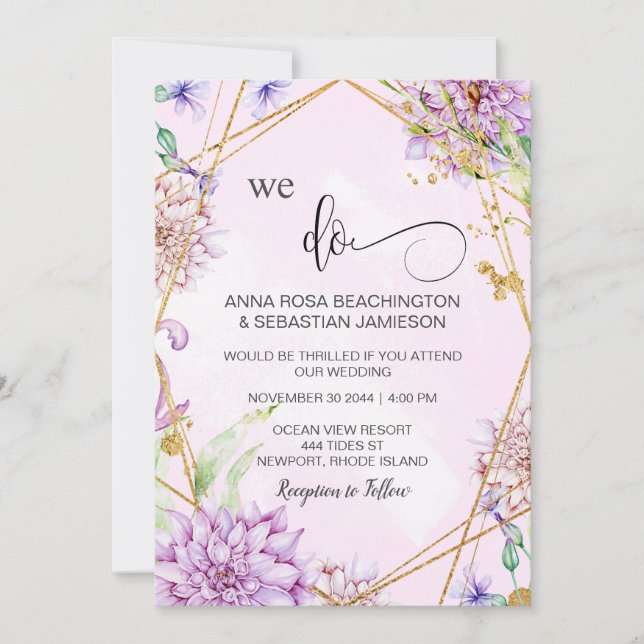 Invitation *~* NOUS FAISONS Géométrique RSVP Floral AR15 QR M (Devant)