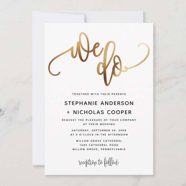 Invitation Nous Faisons Gold Lovely Script Typographie Mariag (Devant)
