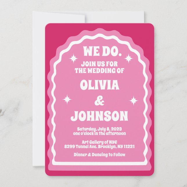 Invitation Nous Faisons Moderne Gras Rose Magenta Retro Arch  (Devant)