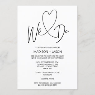 Invitation Nous faisons simple coeur Mariage moderne