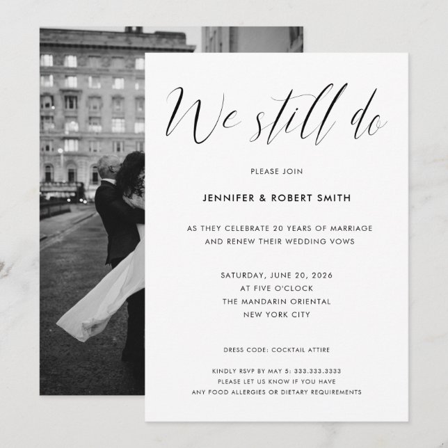 Invitation Nous Faisons Toujours De La Calligraphie Élégante  (Devant / Derrière)