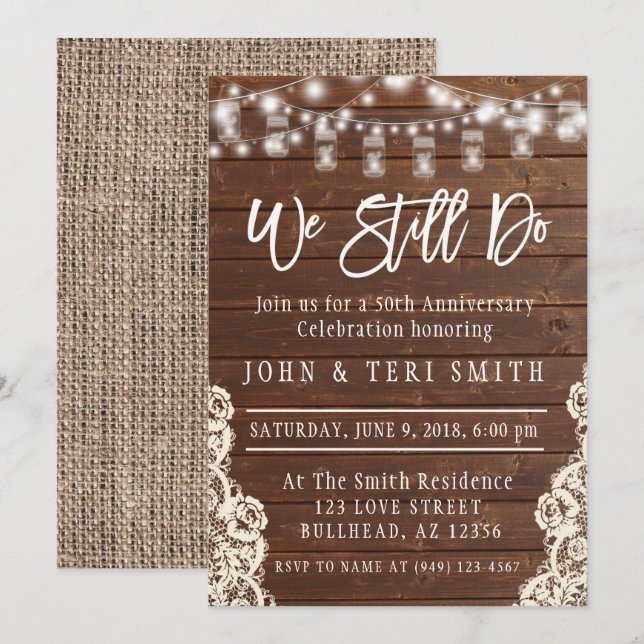 Invitation Nous faisons toujours du bois Rustique Mariage Ann (Devant / Derrière)