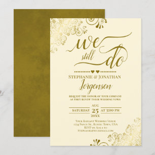 Invitation Nous Faisons Toujours Élégant Gold & Cream Vow Ren