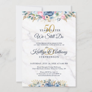 Invitation NOUS FAISONS TOUJOURS L'Élégante Vow Marine Floral