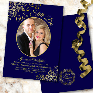 Invitation Nous faisons toujours Marine Blue & Gold Mariage V