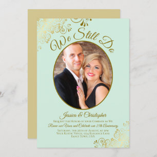 Invitation Nous Faisons Toujours Mint Green & Gold Mariage Vo