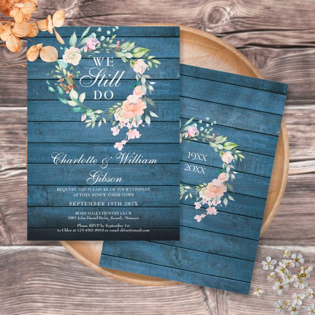 Invitation Nous faisons toujours une rénovation florale bleue (Créateur téléchargé)