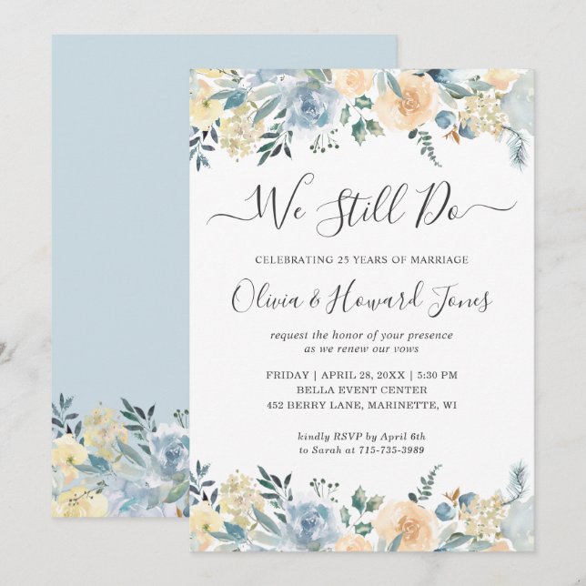 Invitation Nous Faisons Toujours Vow Renewal Pastel Vanilla B (Devant / Derrière)