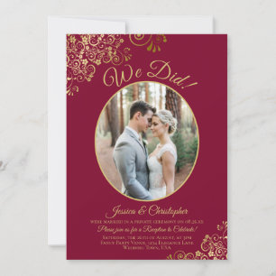 Invitation Nous l'avons fait ! Broderies dorées sur fond bord