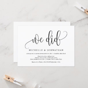 Invitation Nous l'avons fait, fête de l'Elopement Mariage