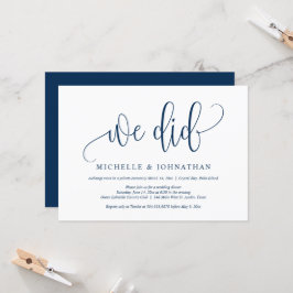 Invitation Nous l'avons fait, Mariage Elopement Party Celebra